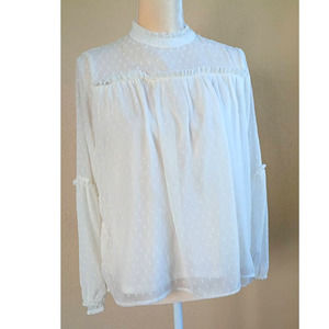 High Neck Romantic Polka Dot Layered Ruffle Top